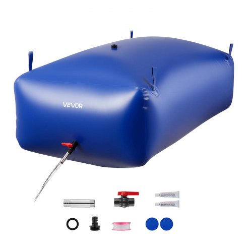 VEVOR ​Vejiga del Almacenamiento de Agua con Válvula 1000 L, Bolsa de Agua de PVC Doble Capa 1000D, Portátil y Plegable, Resistente a Fugas, para Autocaravanas, Camiones, Uso en Exteriores, Azul