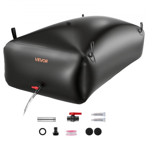 VEVOR ​Vejiga del Almacenamiento de Agua con Válvula 1000 L, Bolsa de Agua de PVC Doble Capa 1000D, Portátil y Plegable, Resistente a Fugas, para Autocaravanas, Camiones, Uso en Exteriores, Negro