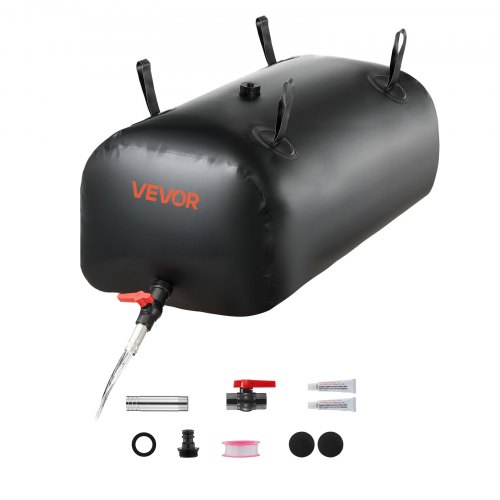 VEVOR ​Vejiga del Almacenamiento de Agua con Válvula 113 L, Bolsa de Agua de PVC Doble Capa 1000D, Portátil y Plegable, Resistente a Fugas, para Autocaravanas, Camiones, Uso en Exteriores, Negro