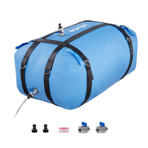 VEVOR ​Vejiga del Almacenamiento de Agua con Válvula 132 L, Bolsa de Agua de TPU 1000D, Contenedor Portátil y Plegable, Resistente a Fugas, para Autocaravanas, Camiones, Uso en Exteriores, Azul