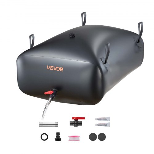 VEVOR ​Vejiga del Almacenamiento de Agua con Válvula 330 L, Bolsa de Agua de PVC Doble Capa 1000D, Portátil y Plegable, Resistente a Fugas, para Autocaravanas, Camiones, Uso en Exteriores, Negro