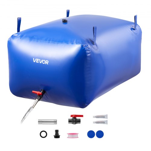 VEVOR ​Vejiga del Almacenamiento de Agua con Válvula 400 L, Bolsa de Agua de PVC Doble Capa 1000D, Portátil y Plegable, Resistente a Fugas, para Autocaravanas, Camiones, Uso en Exteriores, Azul