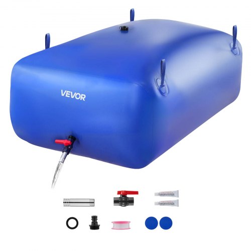VEVOR ​Vejiga del Almacenamiento de Agua con Válvula 540 L, Bolsa de Agua de PVC Doble Capa 1000D, Portátil y Plegable, Resistente a Fugas, para Autocaravanas, Camiones, Uso en Exteriores, Azul