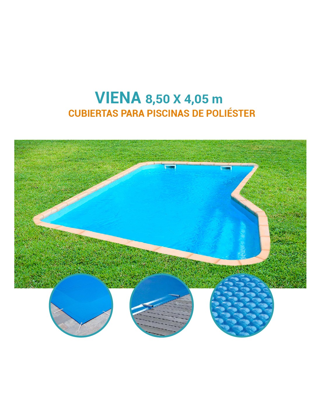 Viena | 8,50 x 4,05m | Cubiertas piscina de poliéster Europa