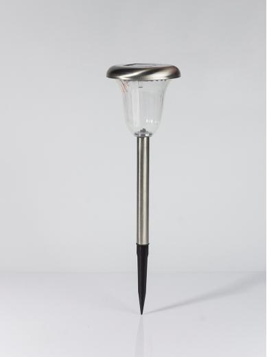 Volteno Lámpara solar para exterior, lámpara solar de jardín, lámpara solar con sensor crepuscular, lámpara de pie con estaca, luz solar, cromo LED IP44, resistente a la intemperie, blanco frío, 6000
