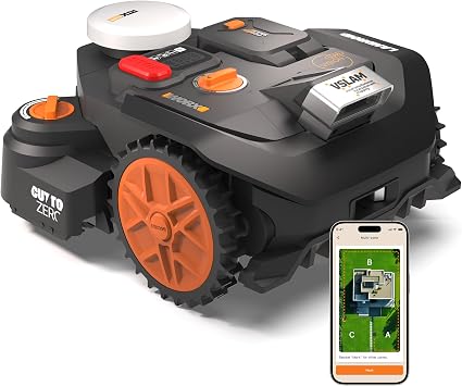 Worx Landroid Vision Cloud WR306E 2WD Robot Cortacésped, Sin Cable Perimetral, hasta 500 m², Evitación de Obstáculos con IA, Navegación VSLAM + RTK Cloud, Mapeo Automático, Control por App