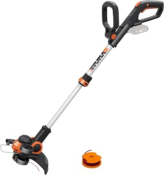WORX WG163E.9 Desbrozadora y Cortabordes 2 en 1 20V Sin Batería, Hilo Automático, Ruedas para Bordear, Cabezal Giratorio 90° para Jardines