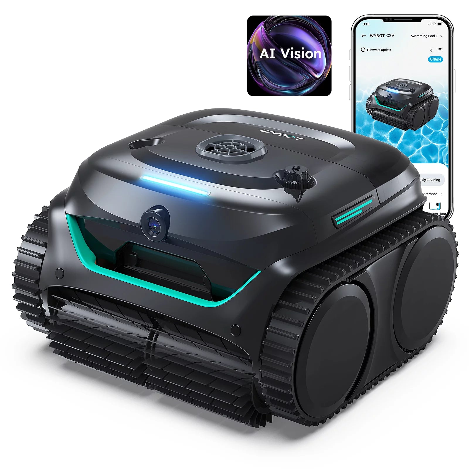WYBOT C2 Vision Limpiador de Piscinas Robótico con Vacío y Control de APP Inteligente