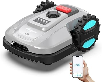 YARDCARE E400 Robot Cortacesped con Control App,hasta 400m²，Altura de Corte de 20 a 60 mm, Sensor de Lluvia, Robot Cortacésped 18 cm de Ancho de Corte,Menos de 60 dB