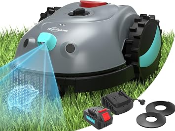 YARDCARE V100 Robot Cortacesped Electrico con Navegación por Visión, Detección de 150 Obstáculos,