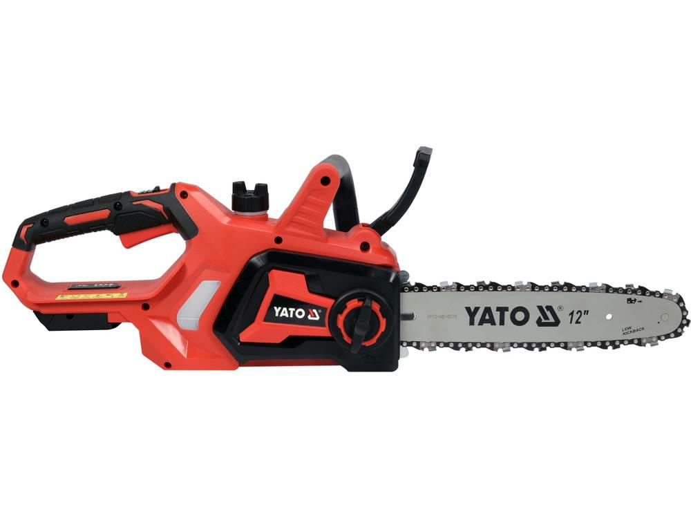 YATO, modelo YT-828138, Motosierra eléctrica, ideal para corte profesional de madera, motor 18V, potente y ligera, uso en jardinería, poda y mantenimiento
