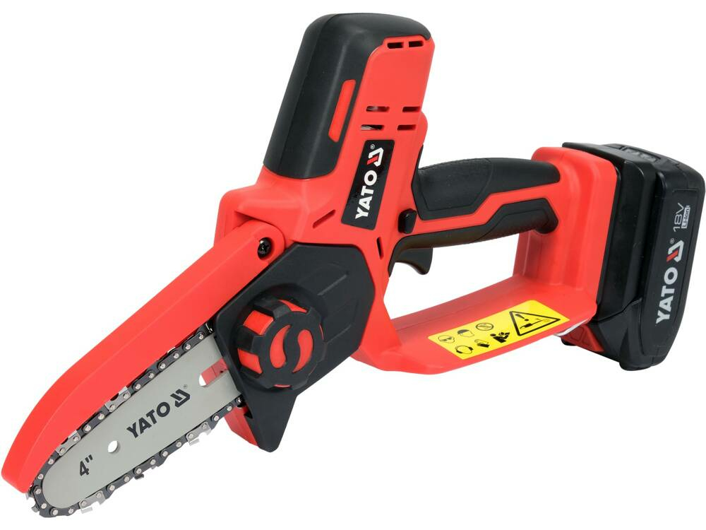 Yato YT-828135 - Motosierra inalámbrica (18 V, 4 pulgadas, con batería de 1 x 2 Ah y cargador)