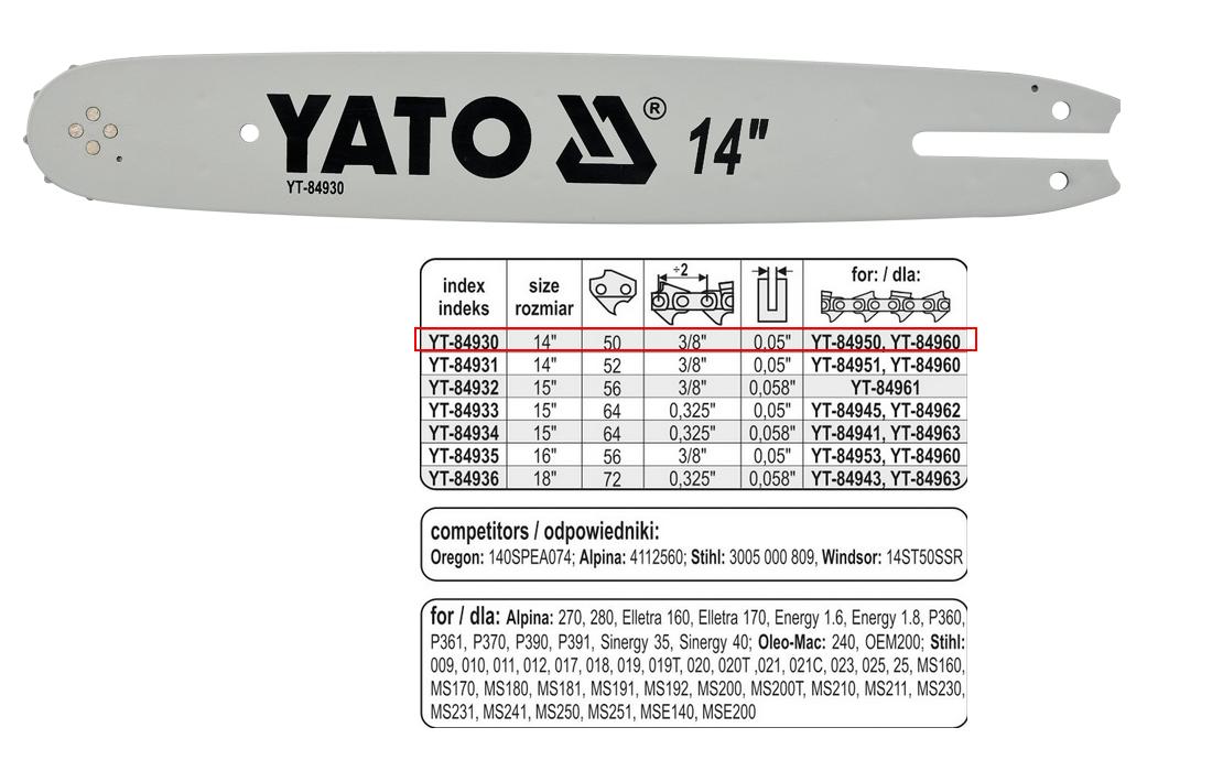 Yato YT-84930 espada de motosierra