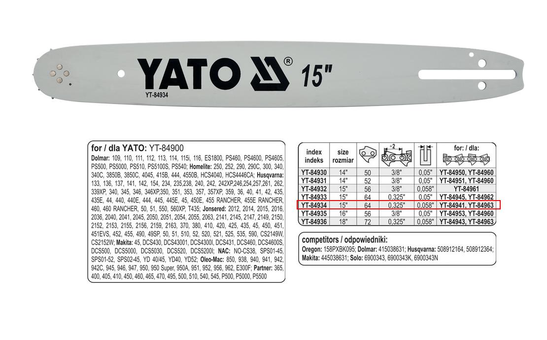 Yato YT-84934 espada de motosierra